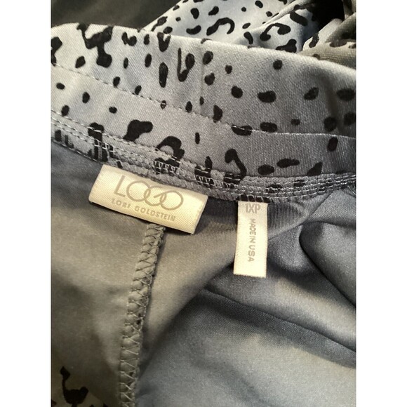 LOGO Lori Goldstein Women's Petite Plus Size 1XP Gray Velvet Leopard Print Pants - Picture 7 of 8